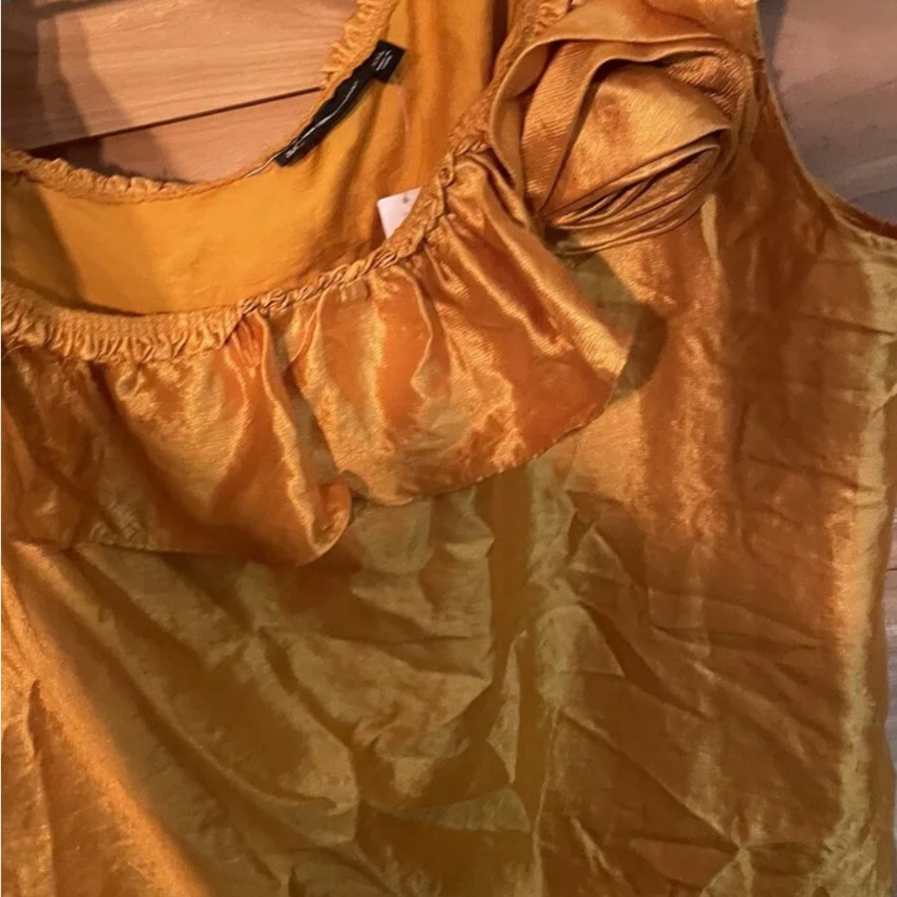 New York & company gold belted one shoulder blouse Sz xxl NWT